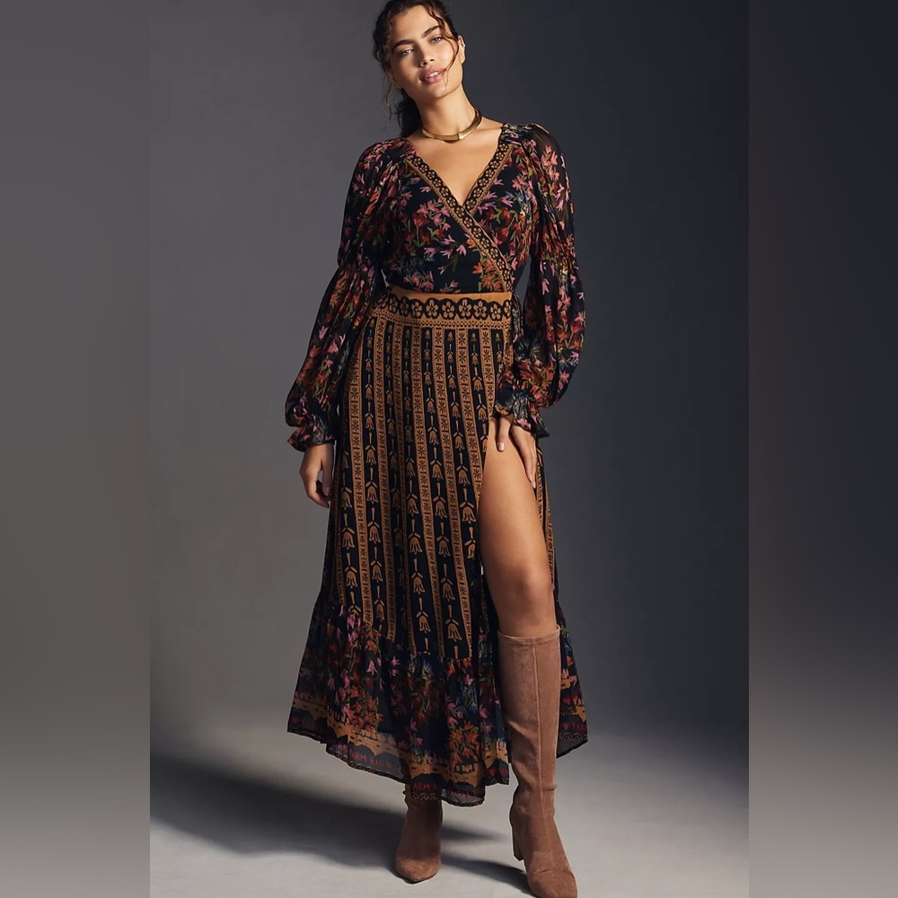 FARM Rio X Anthropologie Side Slit Maxi Dress